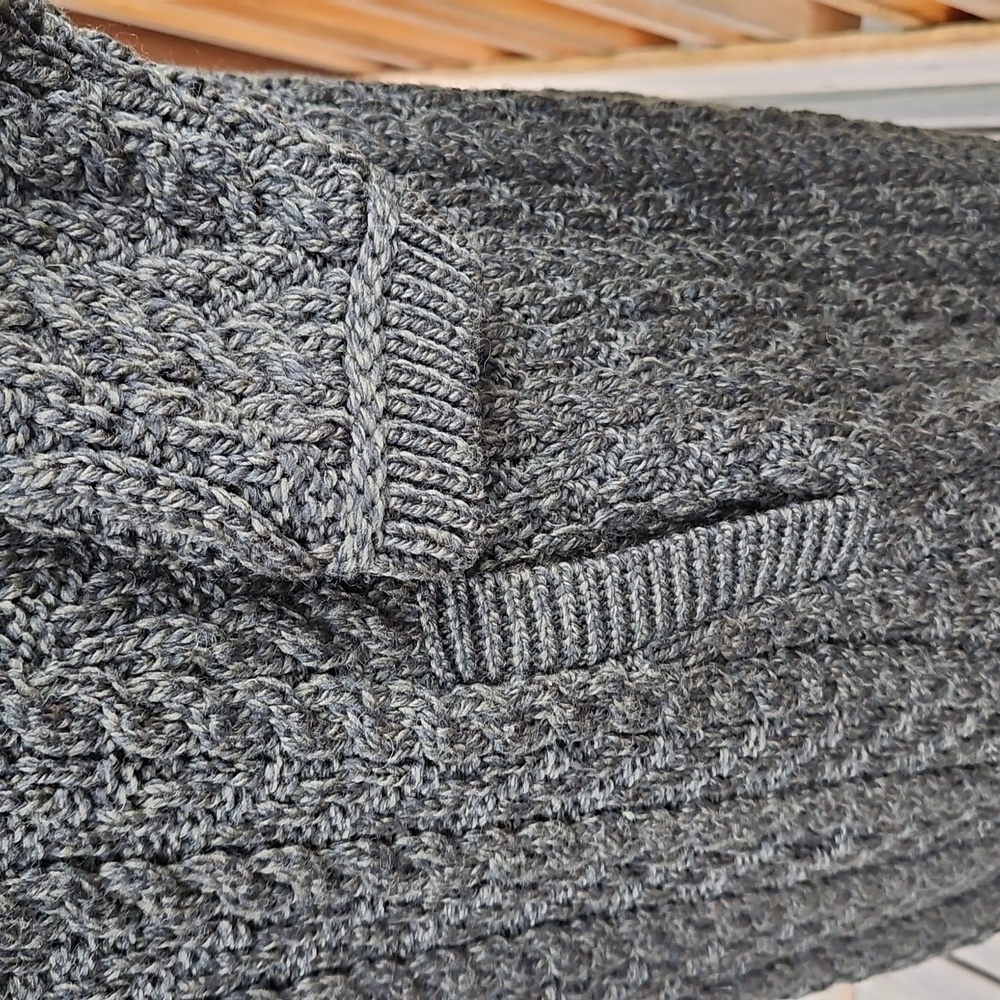 Aran Craft Cardigan | Large  Collar | Forest Green | Button Up | Pockets Size S - Picture 8 of 16